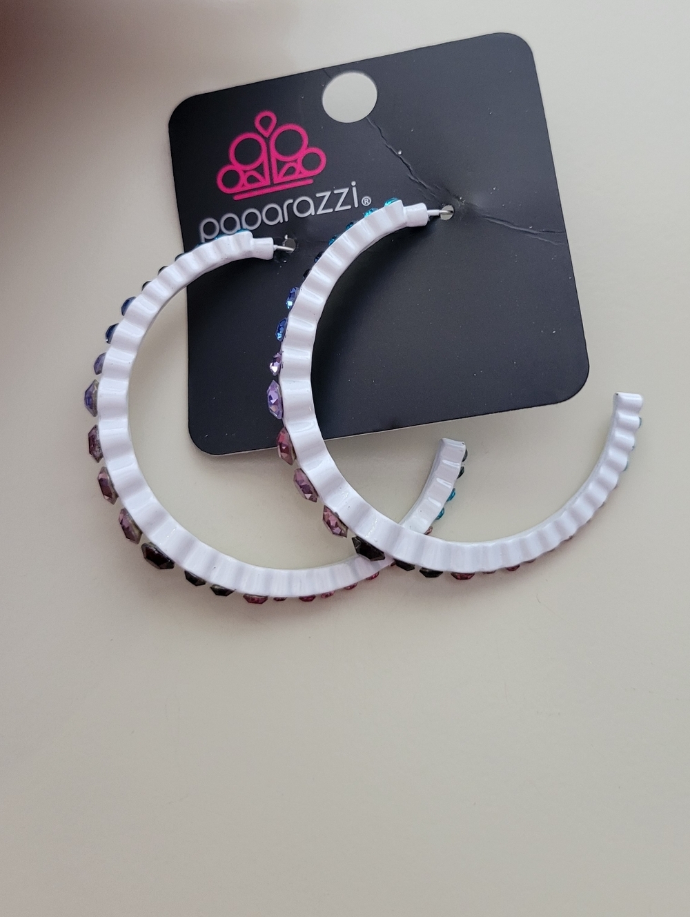 Paparazzi Multicolor Crystal Hoop Earrings - Women's Jewelry - Picture 2 of 3